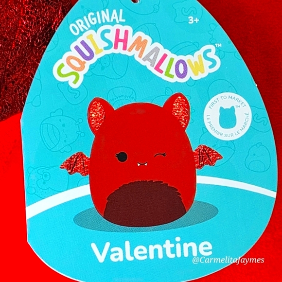 VALENTINE 🦇 FTM Red Sparkly Bat Original Squishmallow by Kelly Toy ☆ NWT ☆ - Picture 3 of 8